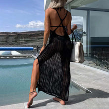 Load image into Gallery viewer, Crochet Knit Cross Back Cover Up Maxi Dress