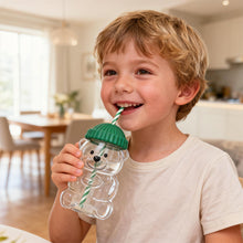 Load image into Gallery viewer, Adorable Teddy Bear Glass Straw Cup