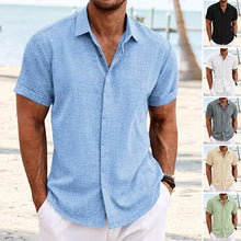 Load image into Gallery viewer, Men's Solid Color Casual Short Sleeve Shirt