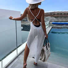 Load image into Gallery viewer, Crochet Knit Cross Back Cover Up Maxi Dress