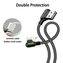 Load image into Gallery viewer, USB charging cable with 90 degree design for iOS and Android