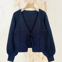 Load image into Gallery viewer, Women's Solid Long Sleeve Tie Front Cardigan