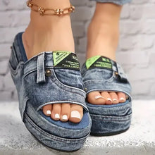 Load image into Gallery viewer, Women's Platform Denim Sandals