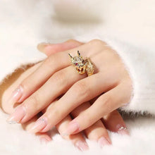 Load image into Gallery viewer, Delicate Dragon Open Adjustable Zirconia Good Luck Ring