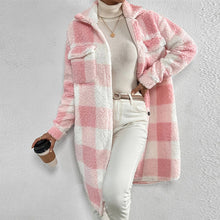 Load image into Gallery viewer, Women’s Chic Plaid Print Warm Plush Long Coat