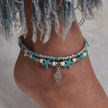 Load image into Gallery viewer, Sea turtle Anklet Starfish Turquoise