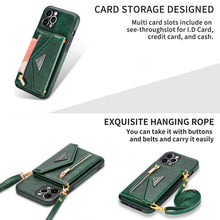 Load image into Gallery viewer, Triangle Crossbody Zipper Wallet Card Leather Case For iPhone