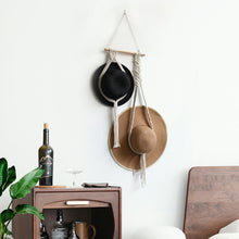 Load image into Gallery viewer, Handmade Linen Decorative Boho Hat Rack For Wall Hanging