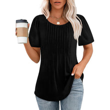 Load image into Gallery viewer, Elegant Pleated Round-Neck T-Shirt for Women
