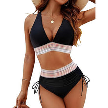 Load image into Gallery viewer, 2024 High Waisted Tummy Control Color Block Bikini Sets