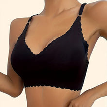 Load image into Gallery viewer, Women's Solid Scallop Trim Wireless Push Up Bra