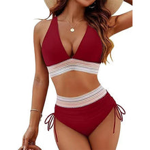 Load image into Gallery viewer, 2024 High Waisted Tummy Control Color Block Bikini Sets