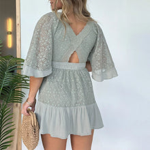 Load image into Gallery viewer, Lace Crochet Romper Dress with Built-in Shorts