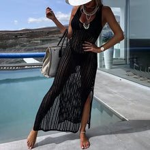 Load image into Gallery viewer, Crochet Knit Cross Back Cover Up Maxi Dress
