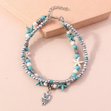 Load image into Gallery viewer, Sea turtle Anklet Starfish Turquoise