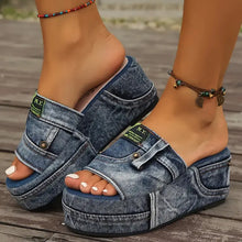 Load image into Gallery viewer, Women's Platform Denim Sandals