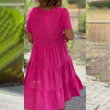 Load image into Gallery viewer, Cotton linen v-neck solid color dress
