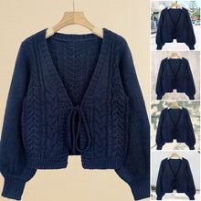 Load image into Gallery viewer, Women's Solid Long Sleeve Tie Front Cardigan