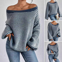 Load image into Gallery viewer, Women's Striped Drop Shoulder Sweater