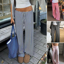 Load image into Gallery viewer, Striped Knit Color-Block Low-Rise Casual Pants
