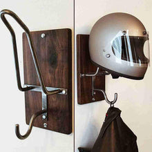 Load image into Gallery viewer, Wooden Motorcycle Helmet Wall Mount