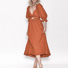 Load image into Gallery viewer, French Ruffled Lantern Sleeves Multi-wear Dress