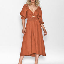 Load image into Gallery viewer, French Ruffled Lantern Sleeves Multi-wear Dress