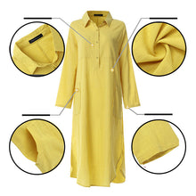 Load image into Gallery viewer, Elegant Solid Color Slit Shirt Dress