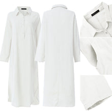 Load image into Gallery viewer, Elegant Solid Color Slit Shirt Dress