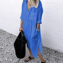 Load image into Gallery viewer, Elegant Solid Color Slit Shirt Dress
