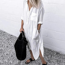 Load image into Gallery viewer, Elegant Solid Color Slit Shirt Dress