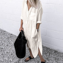 Load image into Gallery viewer, Elegant Solid Color Slit Shirt Dress