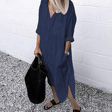 Load image into Gallery viewer, Elegant Solid Color Slit Shirt Dress
