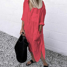 Load image into Gallery viewer, Elegant Solid Color Slit Shirt Dress