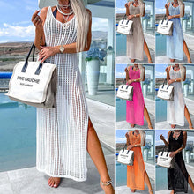 Load image into Gallery viewer, Crochet Knit Cross Back Cover Up Maxi Dress
