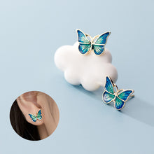 Load image into Gallery viewer, Blue and Gold Butterfly Stud Earrings