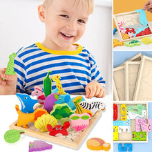 Load image into Gallery viewer, Wooden Animal Block Puzzle