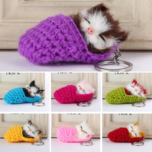 Load image into Gallery viewer, Cute Sleeping Kitten Keychain