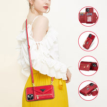 Load image into Gallery viewer, Triangle Crossbody Zipper Wallet Card Leather Case For iPhone