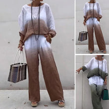 Load image into Gallery viewer, Chic Cotton Linen Gradient Two-Piece Set