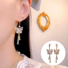 Load image into Gallery viewer, Crystal Butterfly Tassel Earrings
