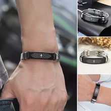 Load image into Gallery viewer, Stainless Steel Bible Verses Cross Bracelet