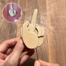 Load image into Gallery viewer, Funny Wooden Finger Brooch