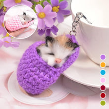Load image into Gallery viewer, Cute Sleeping Kitten Keychain