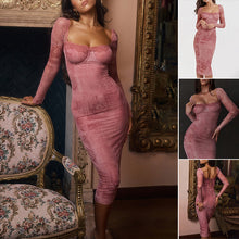 Load image into Gallery viewer, Pink Fitted Long-sleeve Dress