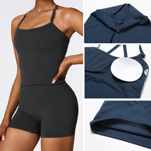 Load image into Gallery viewer, Women's Suspender Shorts Solid Color Sports Set