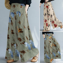 Load image into Gallery viewer, Cotton And Linen Printed Wide-Leg Pants