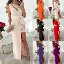 Load image into Gallery viewer, Fashion Solid Color One Shoulder Dress