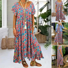 Load image into Gallery viewer, Loose Long Printed Bohemian Dress