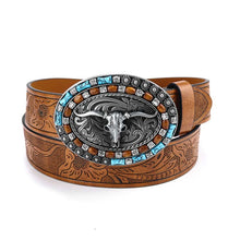 Load image into Gallery viewer, Retro Punk Embossed Western Denim Belt